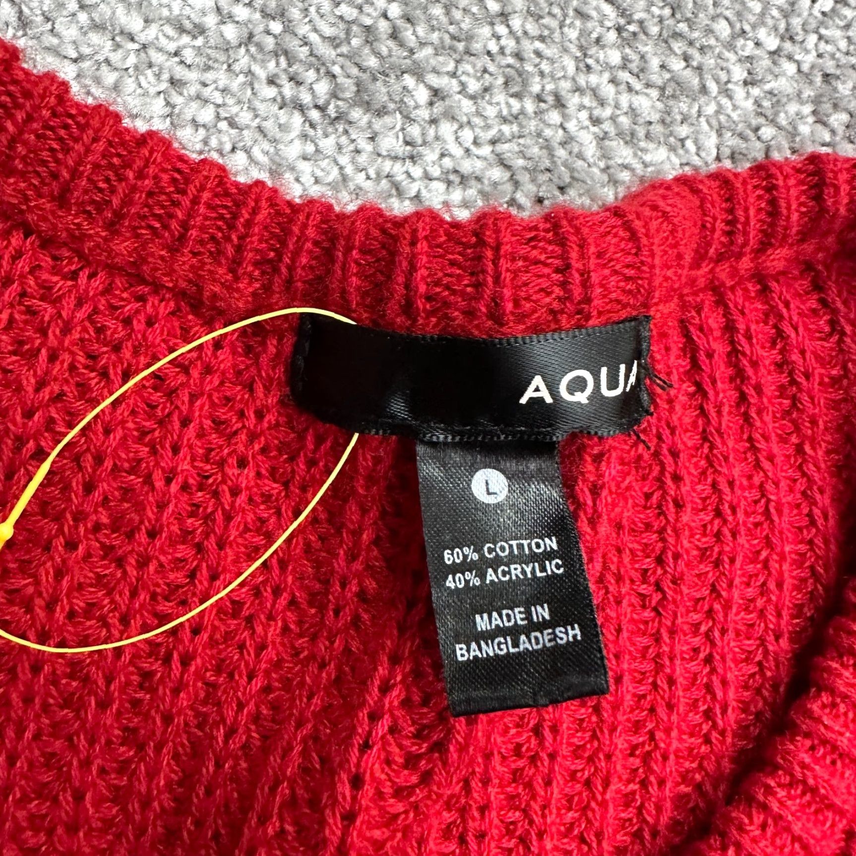AQUA Aqua Sweater Womens Large Red Cold Shoulder Crew Neck Pullover Size L / US 10 / IT 46 - 7 Thumbnail