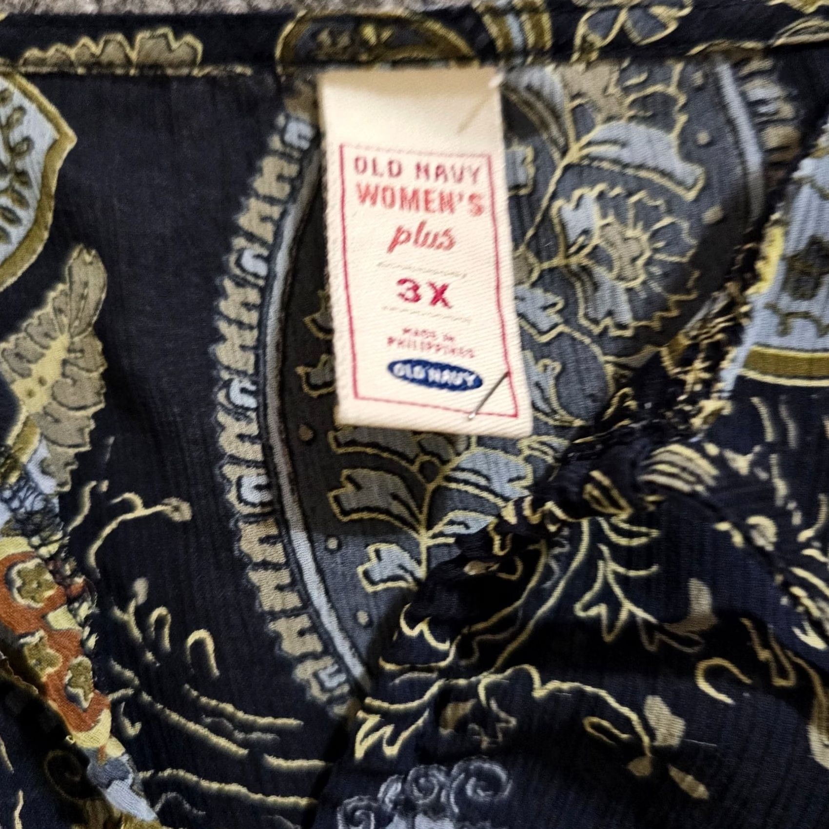 Old Navy VINTAGE Old Navy Top Womens 3X Blue Paisley Short Sleeve Sheer Flowy Career Casual Y2K Blouse Womens Size XXL / US 16-18 / IT 52-54 - 5 Thumbnail