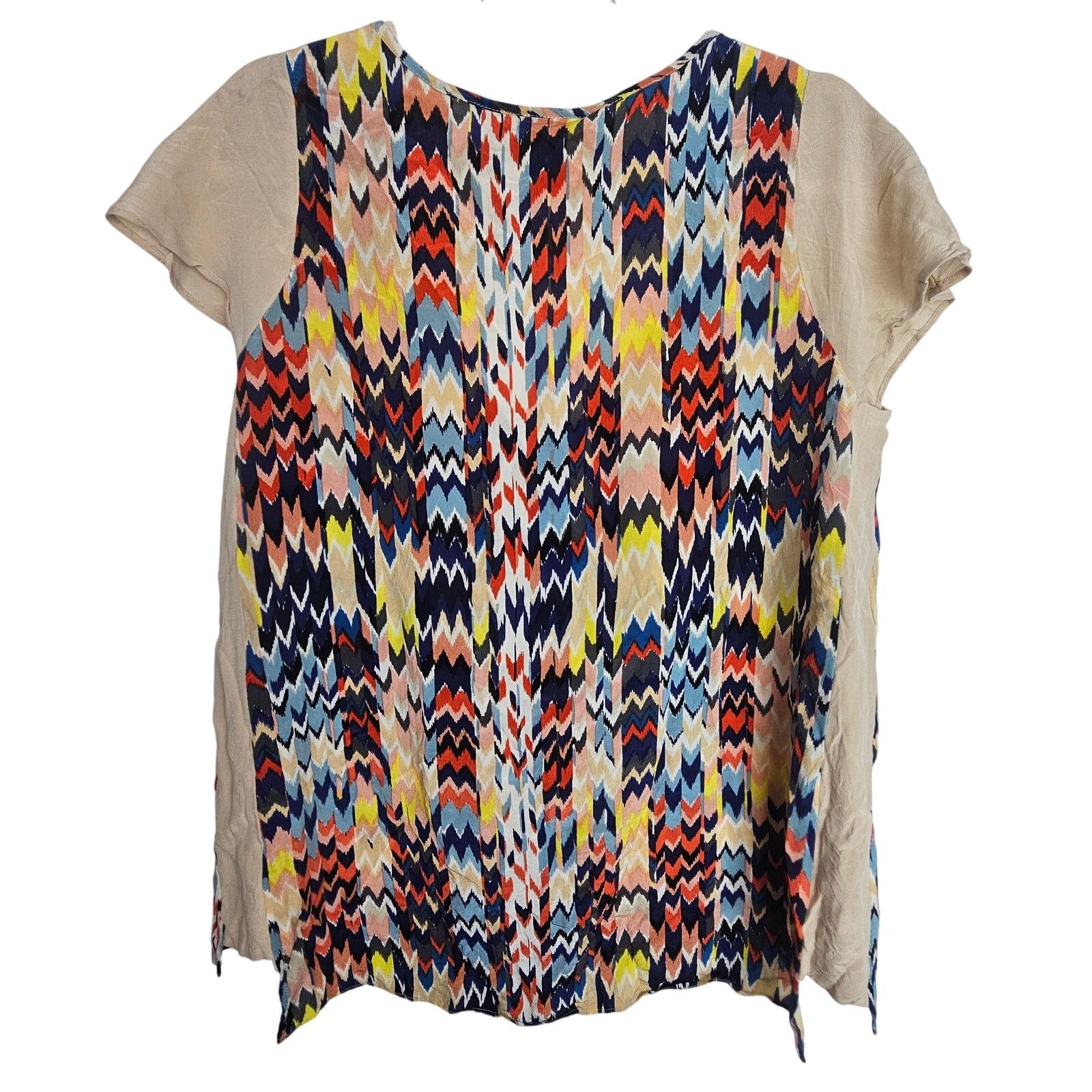 Anthropologie Anthropologie Maeve Womens Grafica Silk Geometric Blouse L Size L / US 10 / IT 46 - 8 Thumbnail