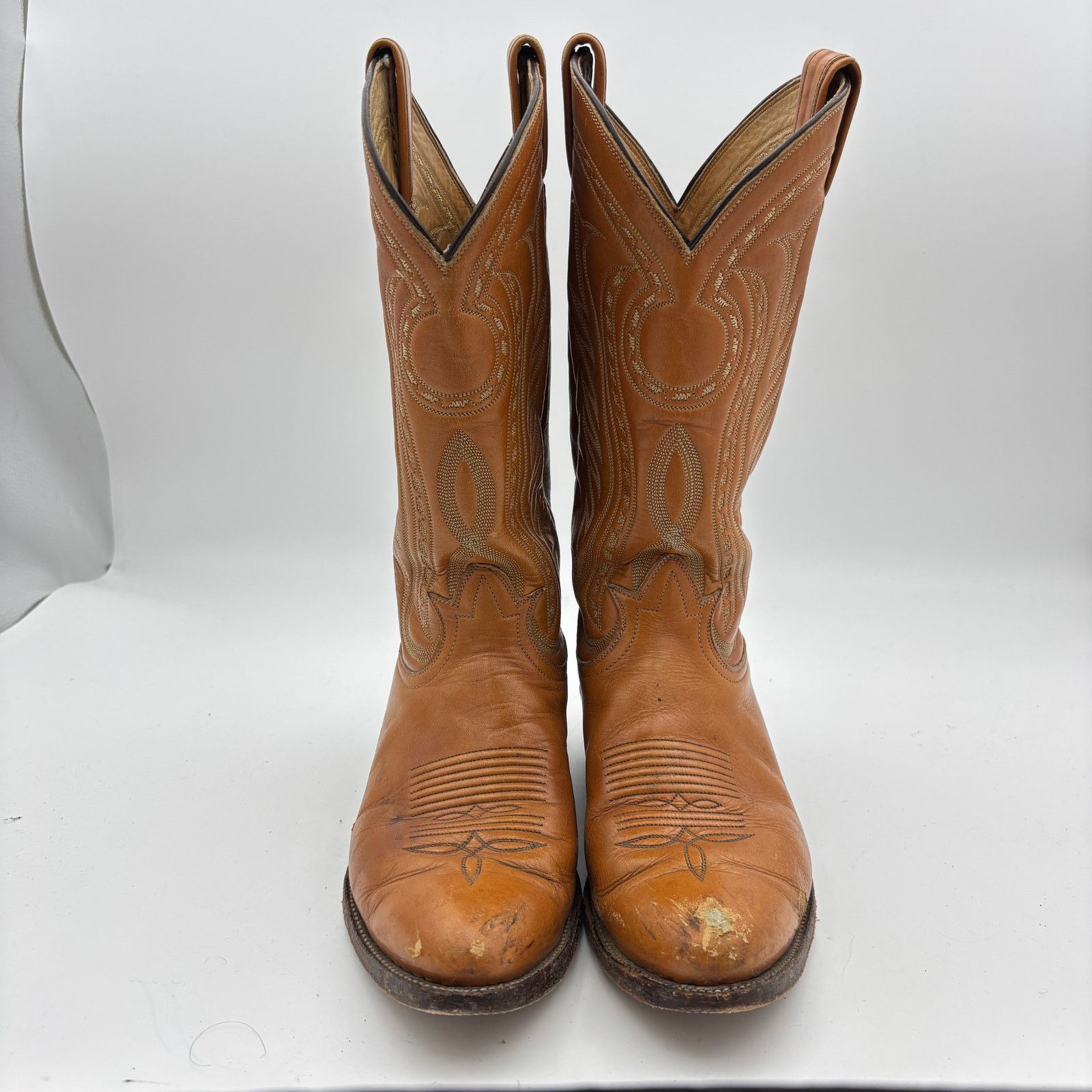 Tony Lama Vintage Tony Lama 6130 Stitched Leather Boots Men's 8.5D Size US 8.5 / EU 41-42 - 2 Thumbnail