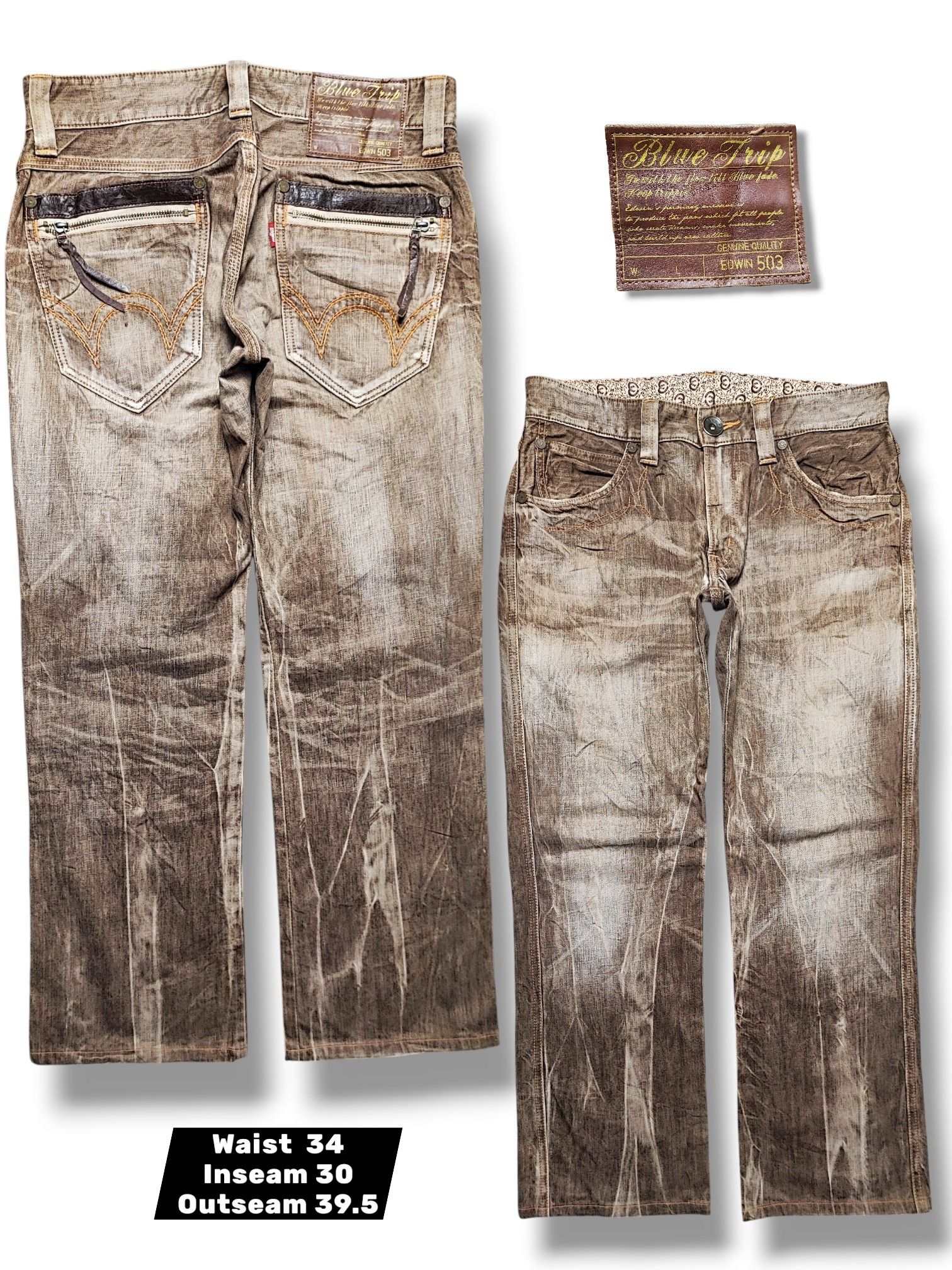 Kapital Vintage Edwin 503 Blue Trip Distressed Rusty Mud Jeans 36 Size US 34 / EU 50 - 1 Thumbnail