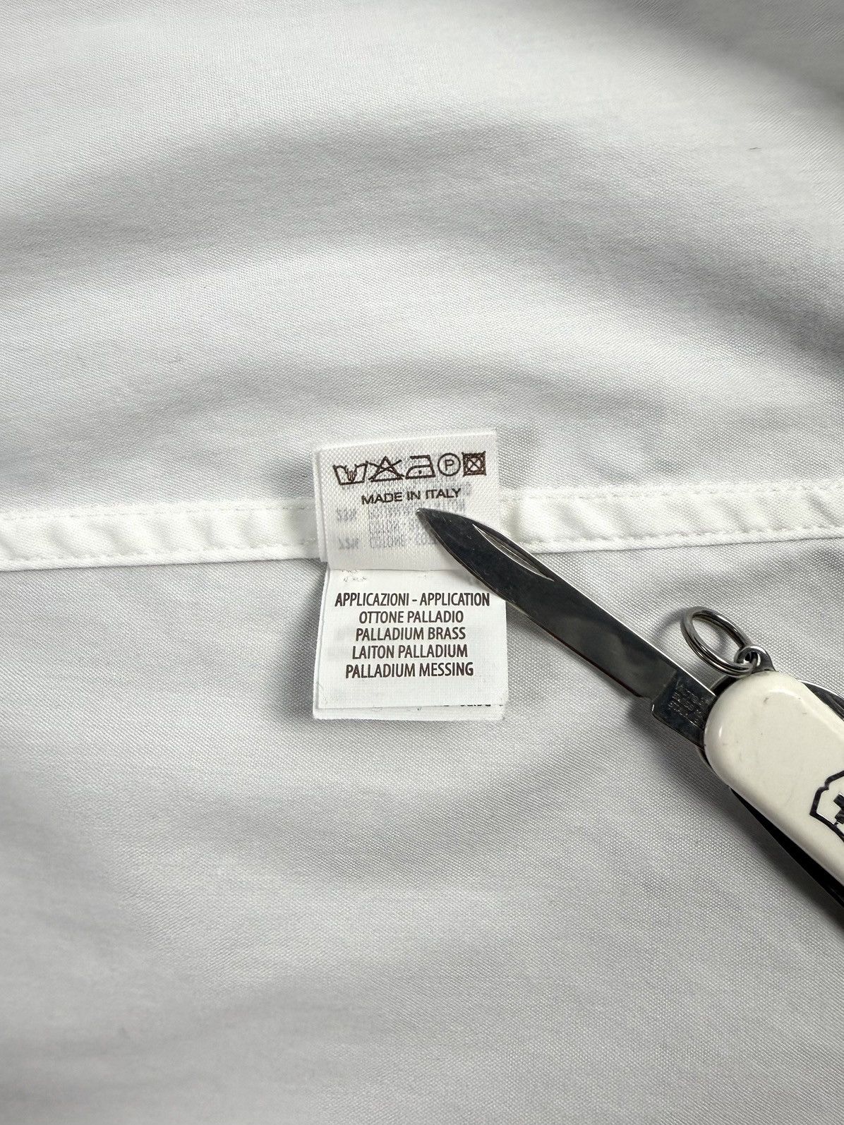 Brunello Cucinelli Brunello Cucinelli Womens White Cotton Blend Shirt Silk Trim Size XL / US 12-14 / IT 48-50 - 19 Thumbnail