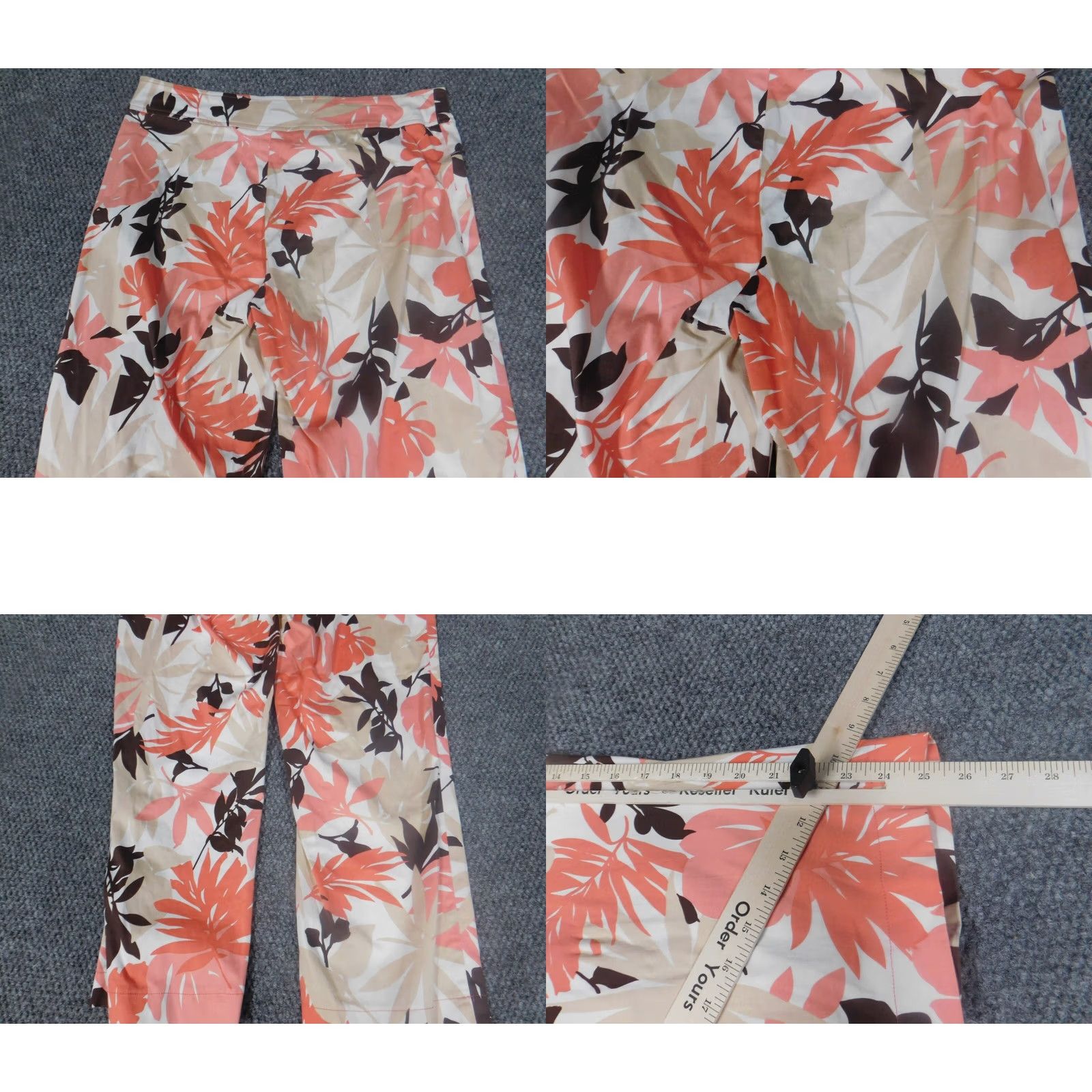 Willi Smith Willi Smith Womens Pants 8 Pink Floral Straight Stretch Knit Zip Ankle Casual Size 30" / US 8 / IT 44 - 8 Thumbnail