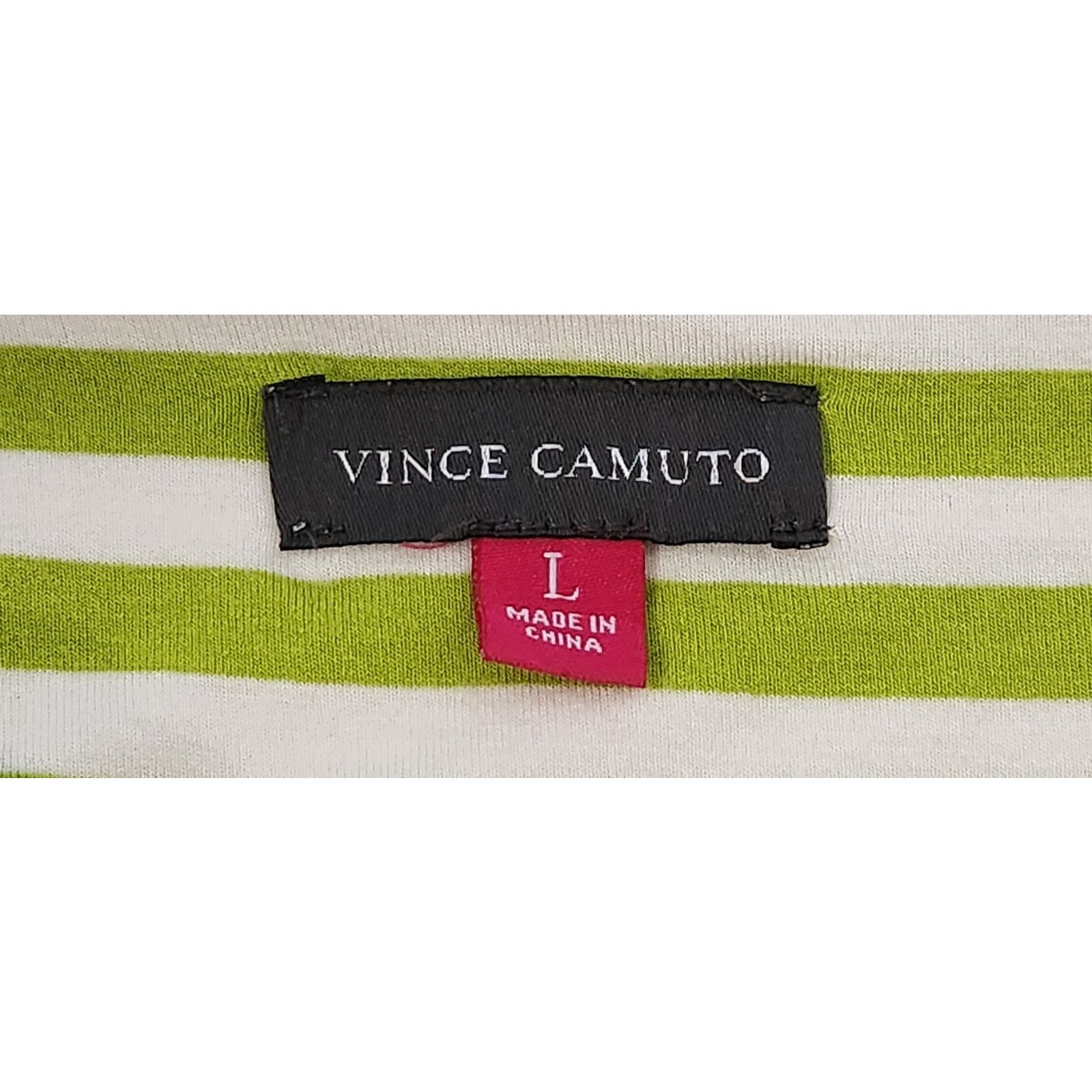 Other Vince Camuto Greenish Yellow Stripe V Neck Top L Lightweight Size L / US 10 / IT 46 - 4 Thumbnail