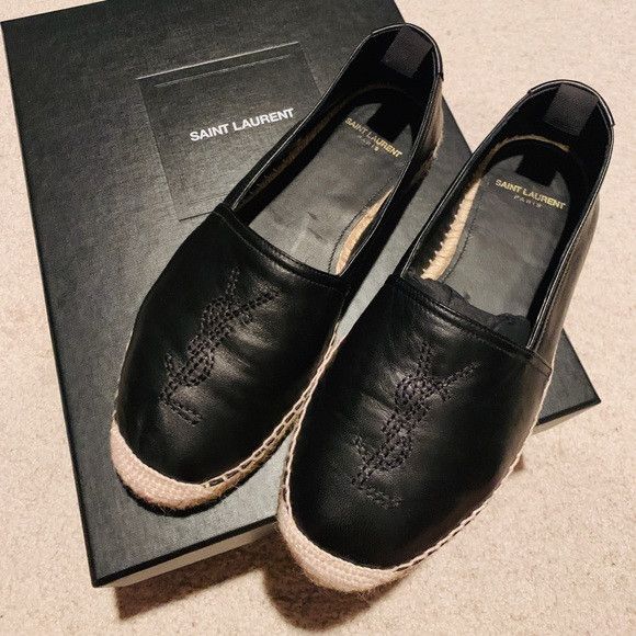 Saint Laurent Paris o1s1wg110225 509616 Cassandre Espadrilles Smooth Leather Size US 7 / EU 40 - 4 Thumbnail