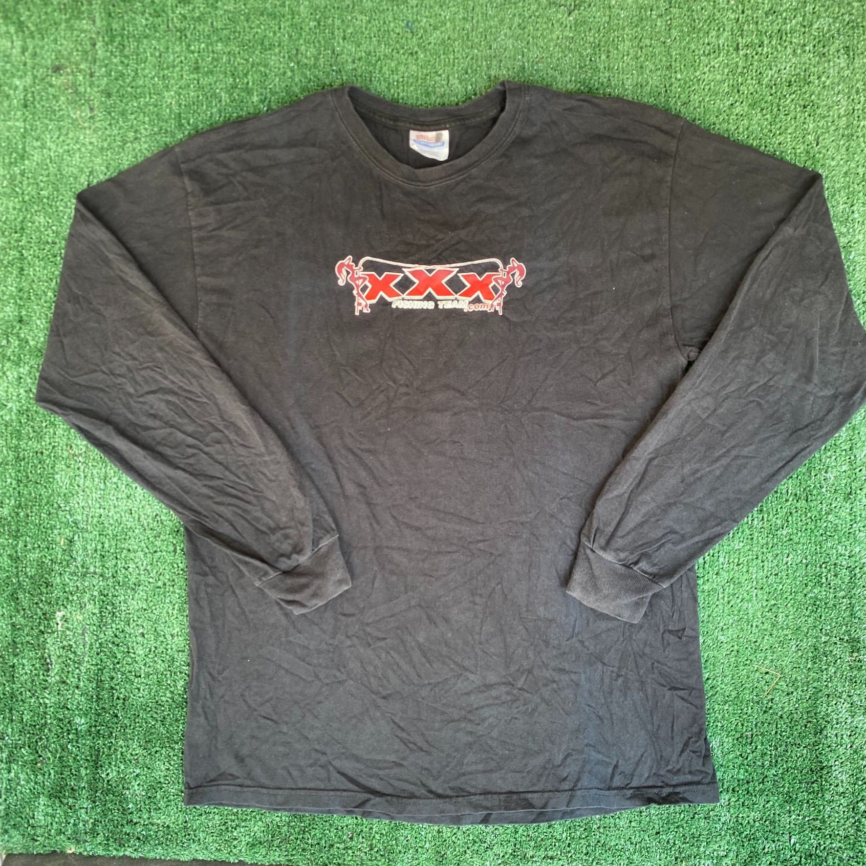 Hanes Vintage Y2K XXX Fishing Team Shirt Stripper Punk Grunge Tee Size US L / EU 52-54 / 3 - 1 Thumbnail