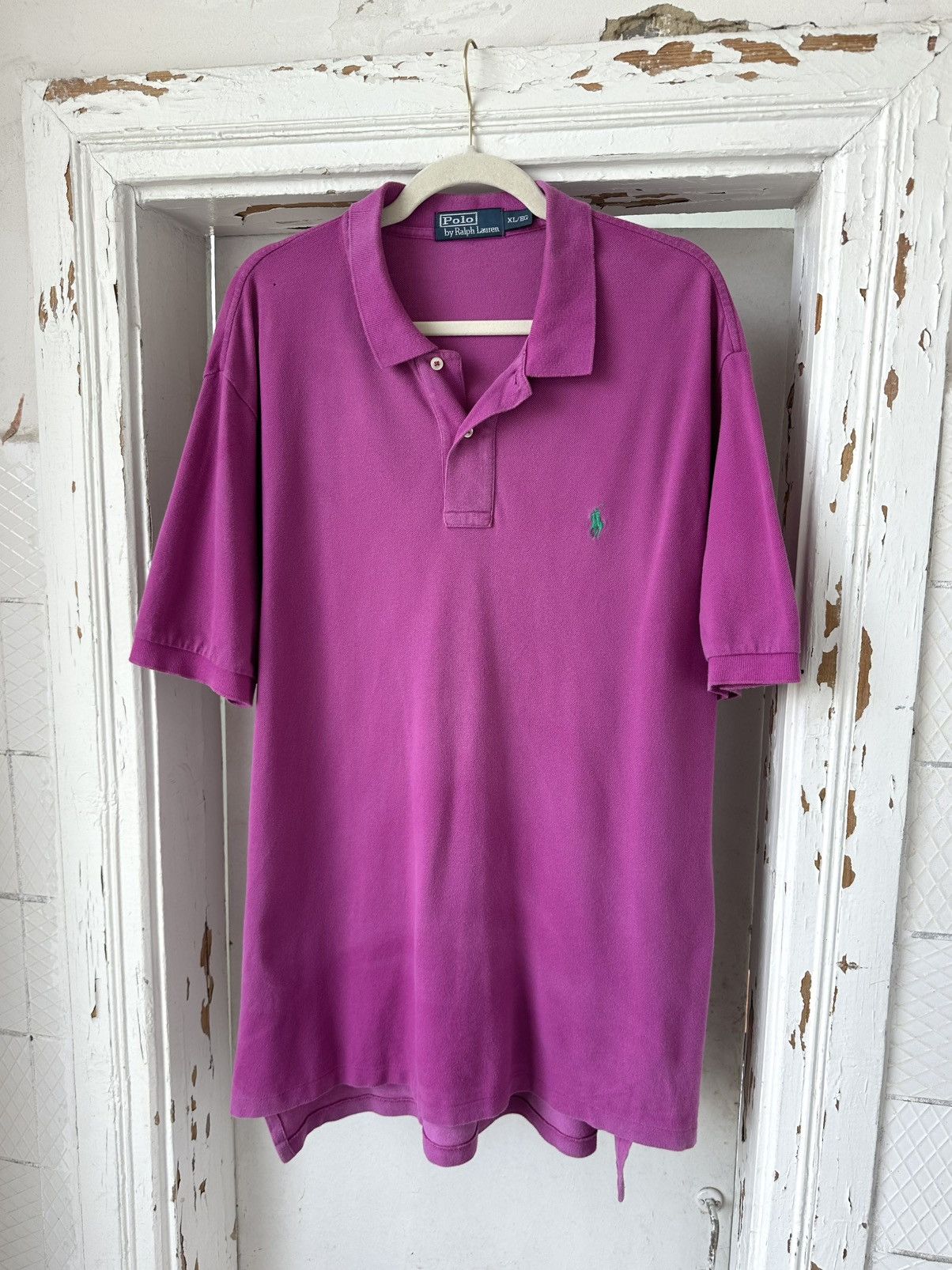 Vintage Vintage Ralph Lauren Violet Short Sleeve Polo Size US XL / EU 56 / 4 - 1 Thumbnail