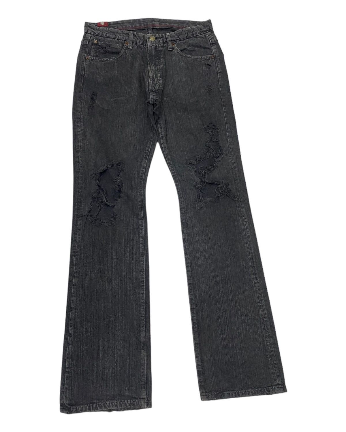 If Six Was Nine Flare Jeans Blue Way Mud Wash Distressed Bootcut Jeans Size US 31 - 3 Thumbnail