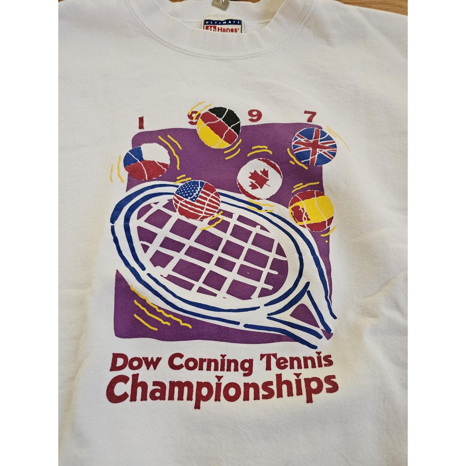 Hanes Dow Corning Tennis Championships Sweatshirt White Sz XL 1997 Size US XL / EU 56 / 4 - 3 Thumbnail