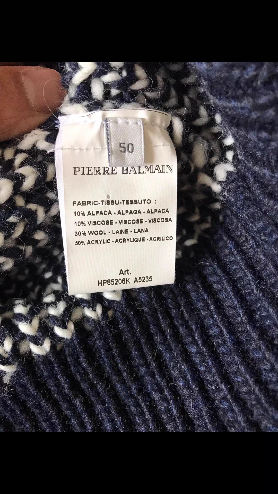 Balmain BALMAIN 50 Navy Wool-Alpaca Blend Thick Sweater Size US M / EU 48-50 / 2 - 3 Thumbnail