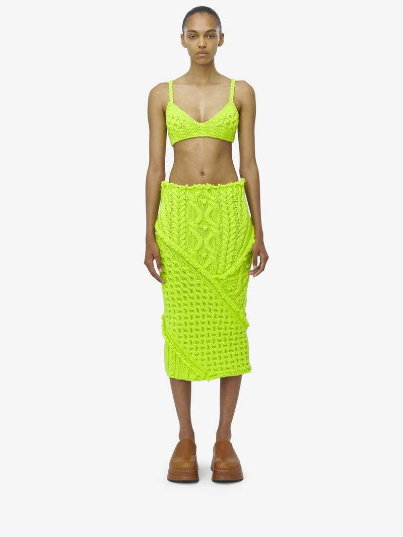 Alexander McQueen o1srvl11e0326 Cable Knit Pencil Skirt in Yellow Size 27" / US 4 / IT 40 - 2 Thumbnail