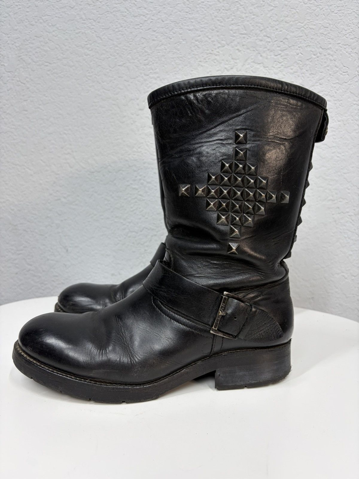 Hedi Slimane Artisan Black Harness High Guidi Vibe Leather Biker Boots Size US 7.5 / EU 40-41 - 3 Thumbnail