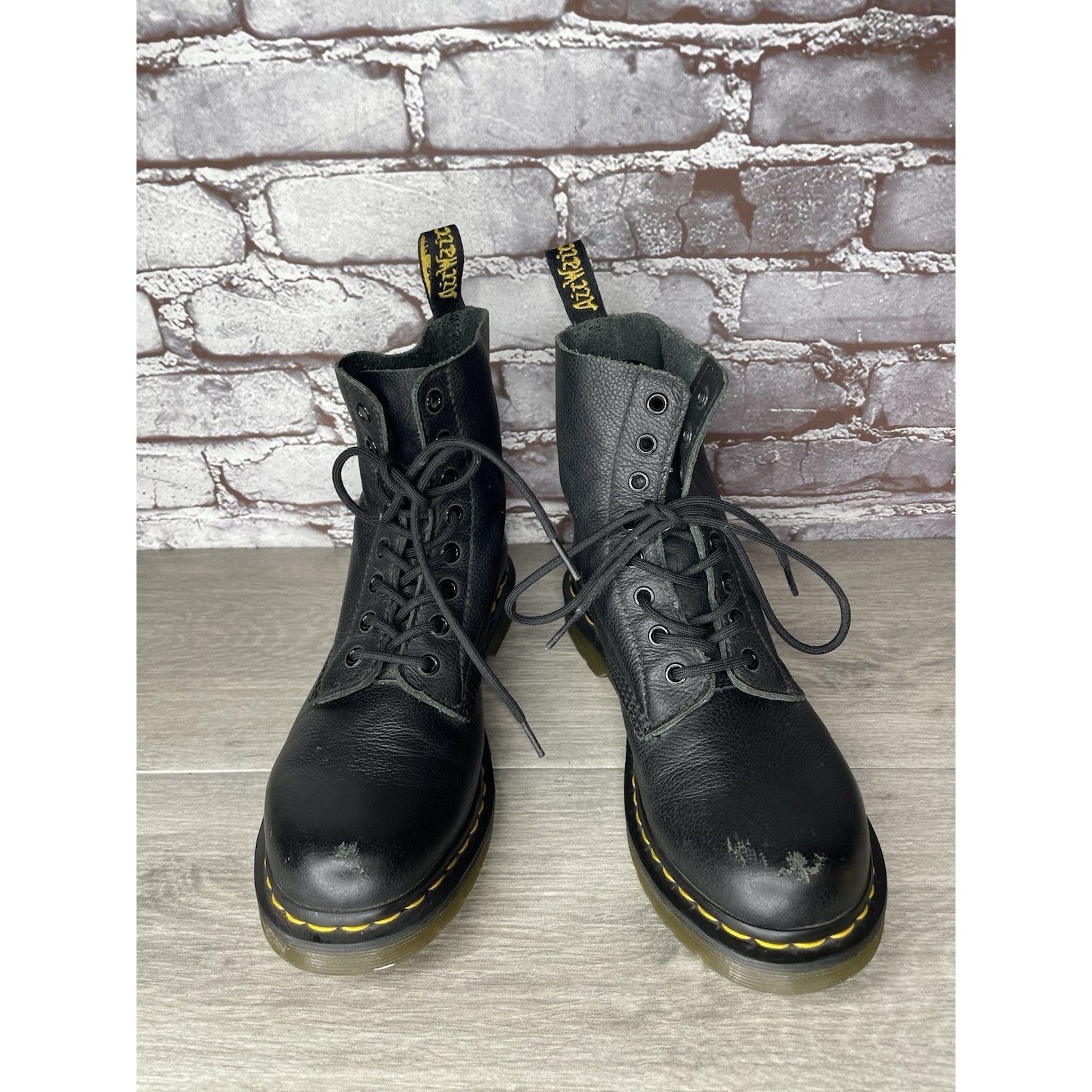 Dr. Martens Doc Martens Pascal 1460 Black Leather Lace Up Combat Boots W Size US 8 / IT 38 - 2 Thumbnail