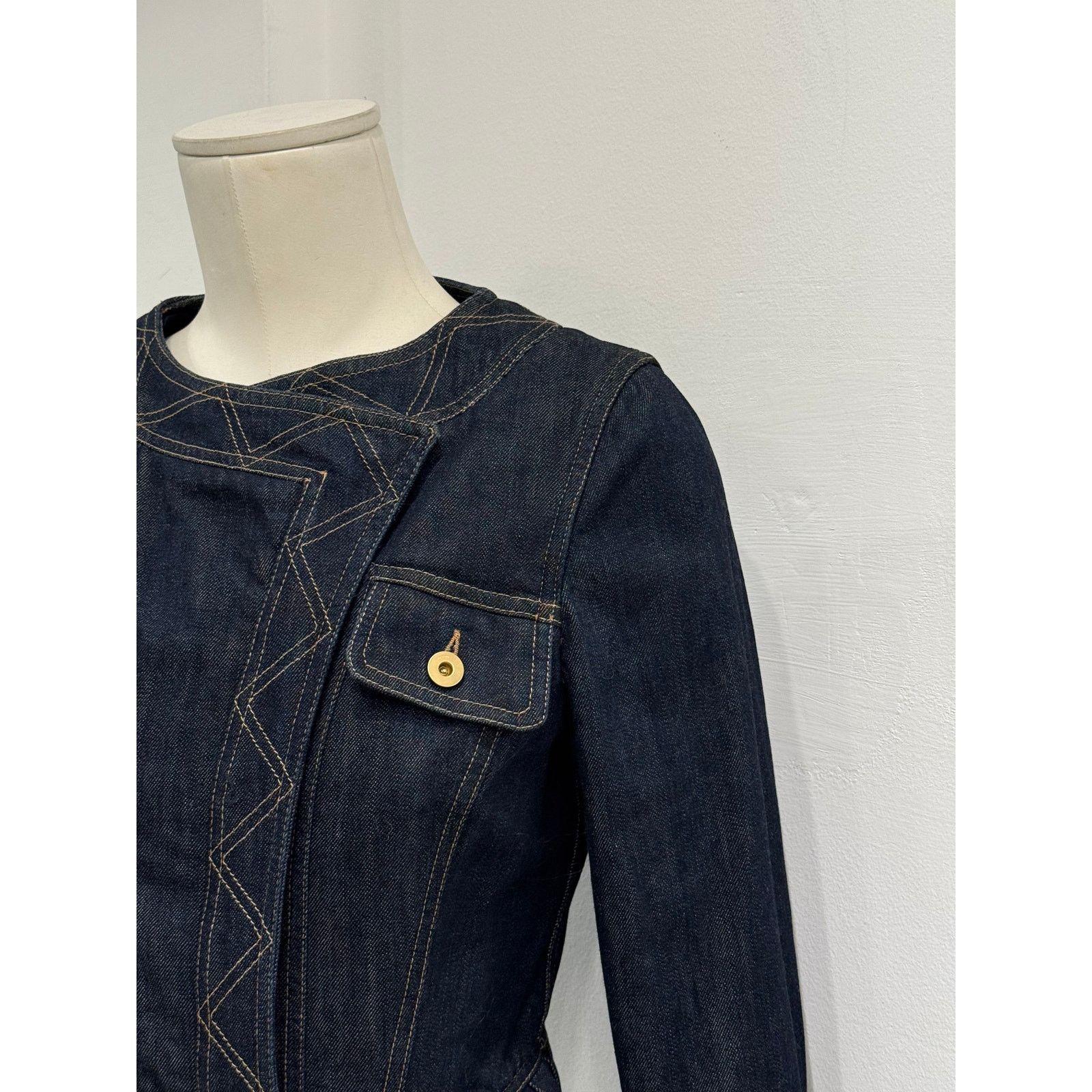 Gucci S/S2004 Gucci by Tom Ford paneled biker denim jacket Size S / US 4 / IT 40 - 6 Thumbnail