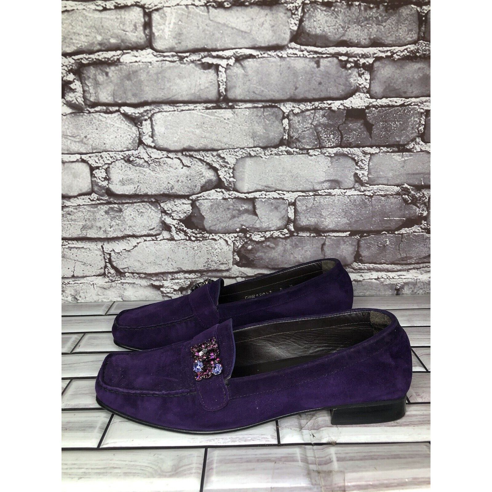 Stuart Weitzman Stuart Weitzman Purple Suede Leather Rhinestone Pump Shoes W Size US 8.5 / IT 38.5 - 15 Thumbnail