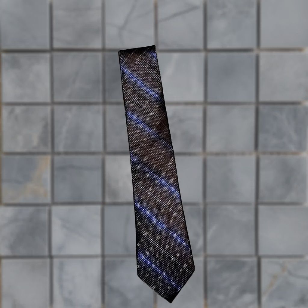 Calvin Klein Calvin Klein Silk Tie Blue Black Plaid Men Tie Size ONE SIZE - 1 Thumbnail