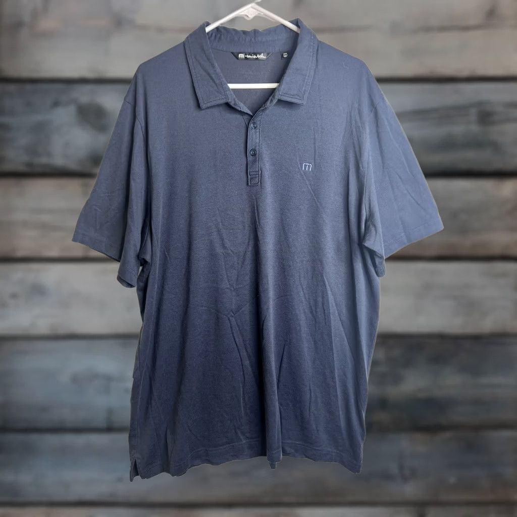 Travis Mathew Polo Shirt Mens 3xl Navy Pima Cotton Polyester Short Sleeve in Black, Men's (Size Xxl)