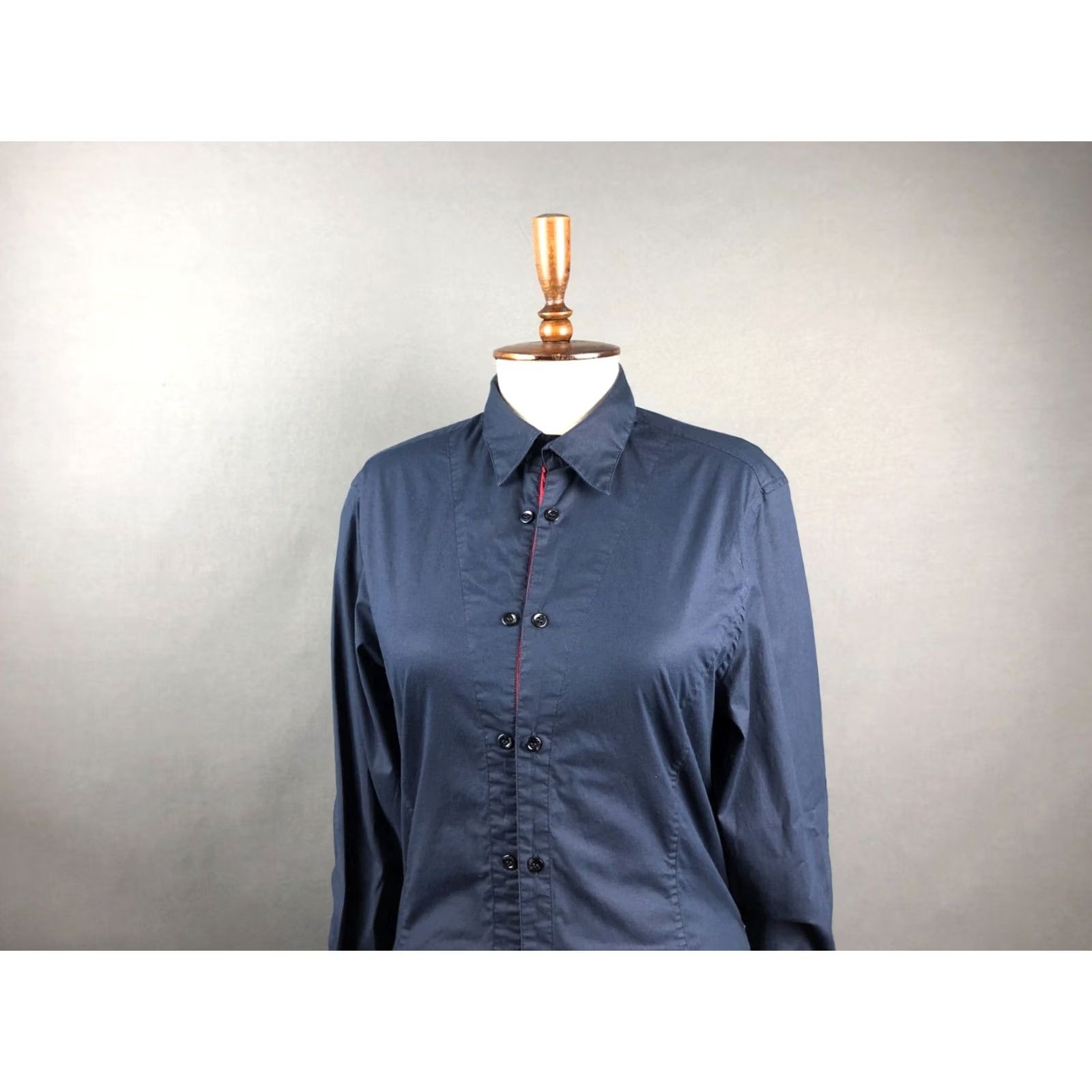Vintage Bikkembergs Blouse Shirt Cotton Dark Blue Women Size S Size S / US 4 / IT 40 - 4 Thumbnail