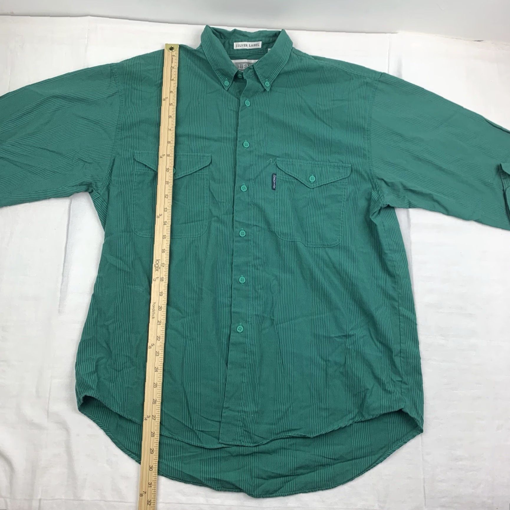 Levi's VINTAGE Levi's Button-Up Shirt Adult Large Green Stripes Silver Label USA Men Size US L / EU 52-54 / 3 - 4 Thumbnail