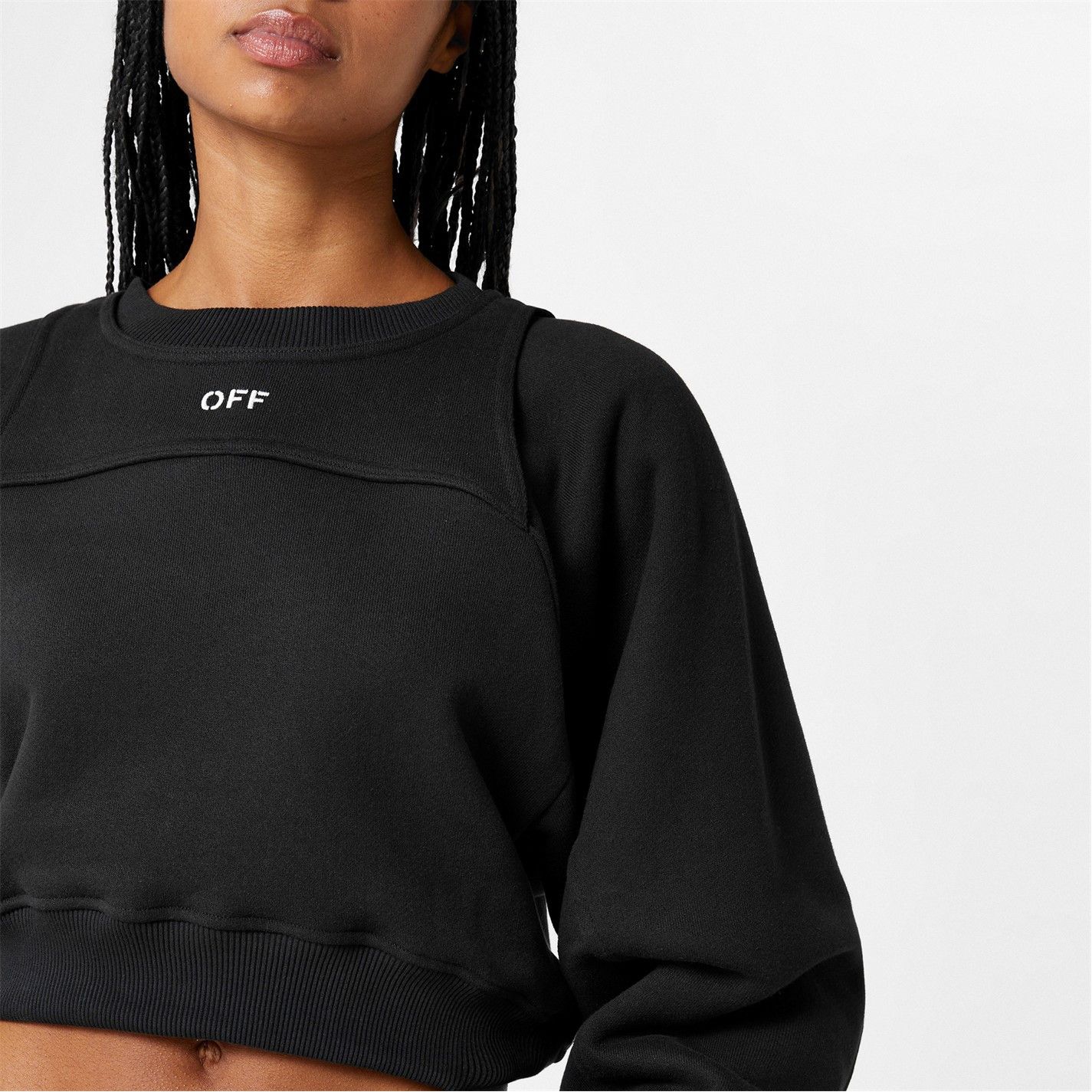 Off-White o1g2r1mq1224 Stamp Cropped Crew Sweater in Black Size M / US 6-8 / IT 42-44 - 3 Thumbnail