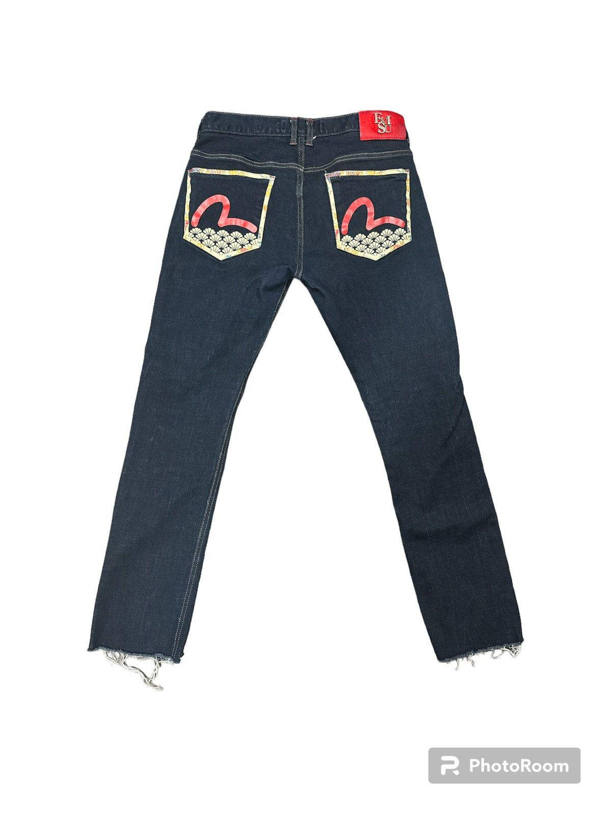image of Evisu Floral Print Denim in Navy, Men's (Size 26)