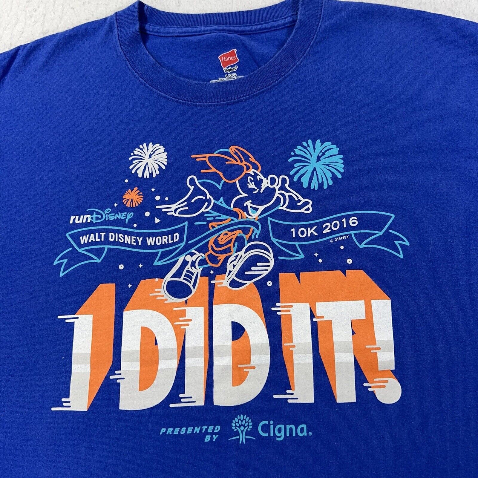 Hanes RunDisney Large Disney World 10K Race Blue Graphic T Shirt Size US L / EU 52-54 / 3 - 2 Thumbnail