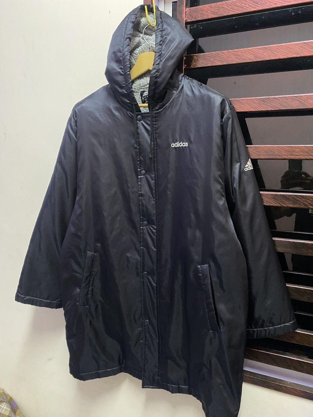 Vintage 2000s Adidas Coach Jacket Sherpa Inner Size US L / EU 52-54 / 3 - 3 Thumbnail