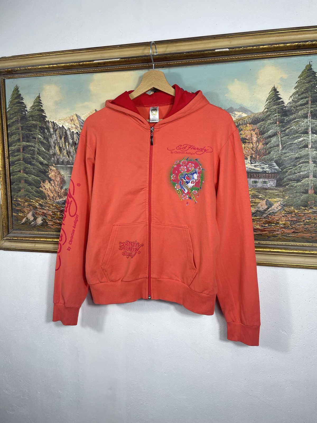 Christian Audigier × Ed Hardy × Vintage Ed Hardy Retro 00s Hoodie With Crystals Affliction Grunge Size S / US 4 / IT 40 - 3 Thumbnail