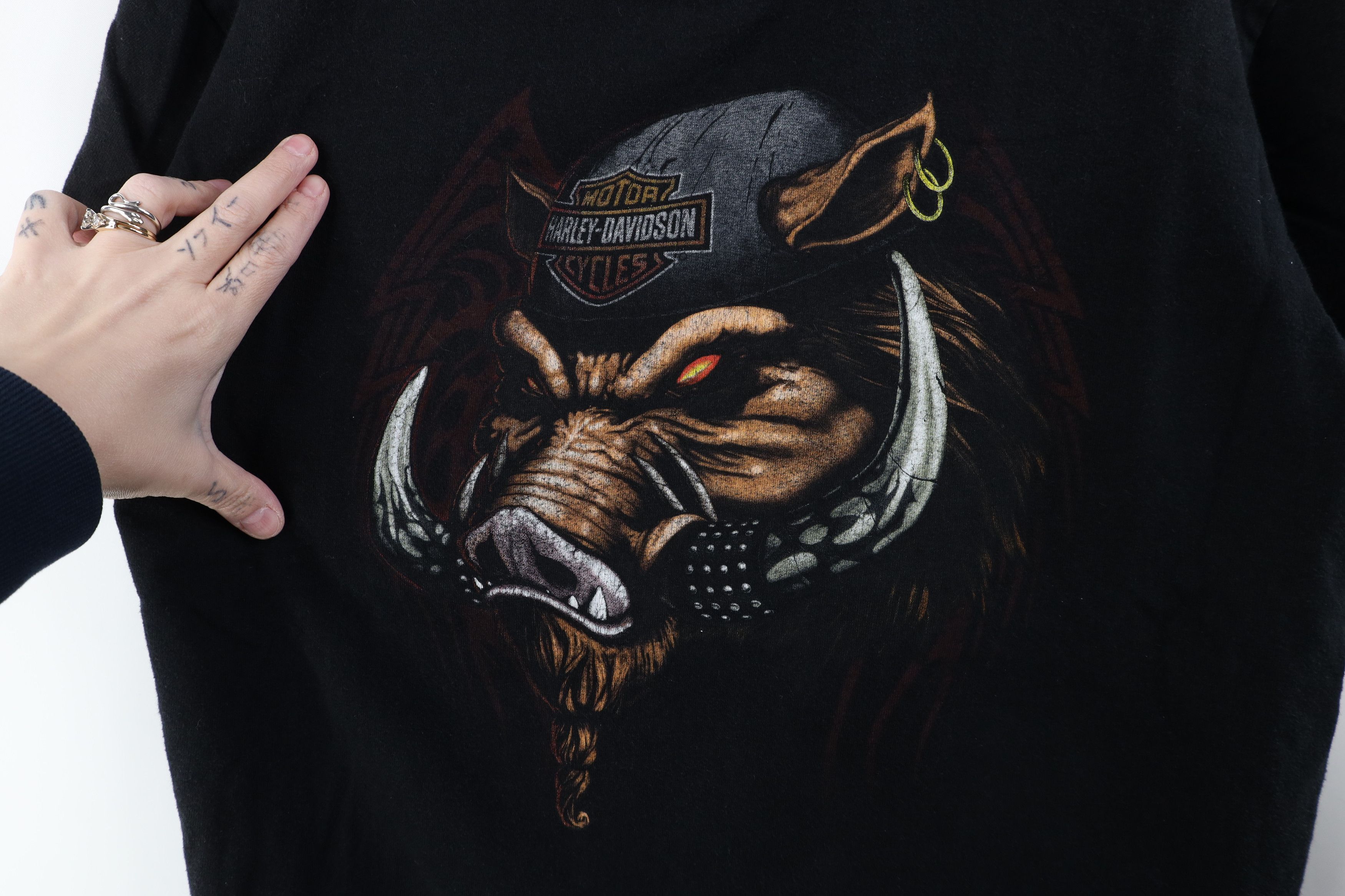 Harley Davidson Vintage Y2K Harley Davidson Hog Motorcycle T-Shirt Black Size US L / EU 52-54 / 3 - 4 Thumbnail