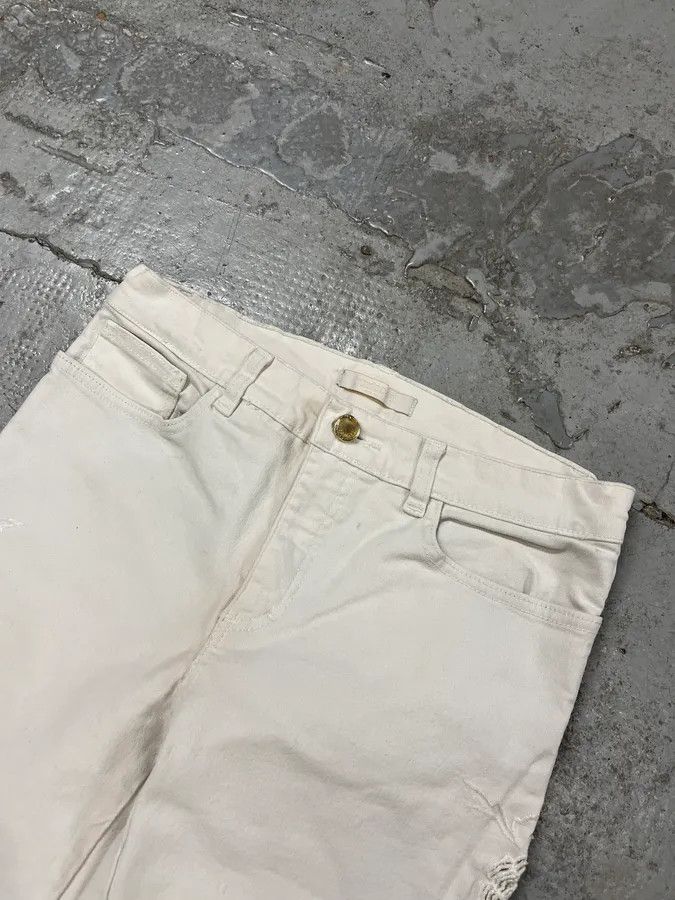 Designer × Roberto Cavalli × Vintage 2000s Roberto Cavalli Cowboy Embellished White Pants Size 24" / US 00 / IT 34 - 4 Thumbnail