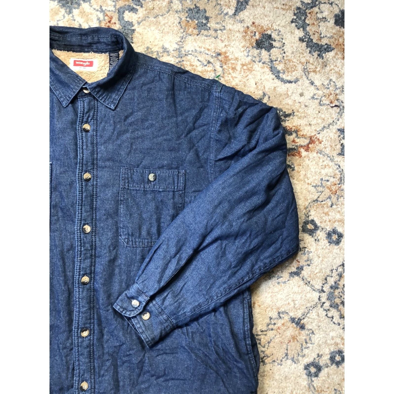 Wrangler VINTAGE Wrangler Jacket Mens XL Blue Sherpa Lined Denim Button Up Western Workwear Cozy Size US XL / EU 56 / 4 - 4 Thumbnail