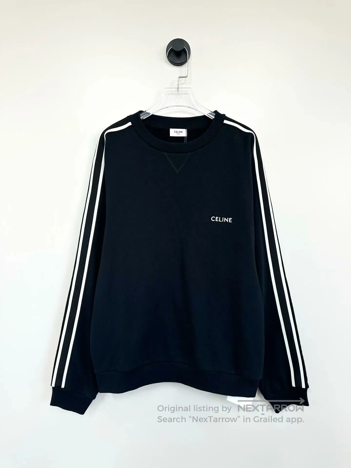 Celine CELINE Black Striped Letter Logo Long-sleeve Hoodie| Size US S / EU 44-46 / 1 - 1 Thumbnail