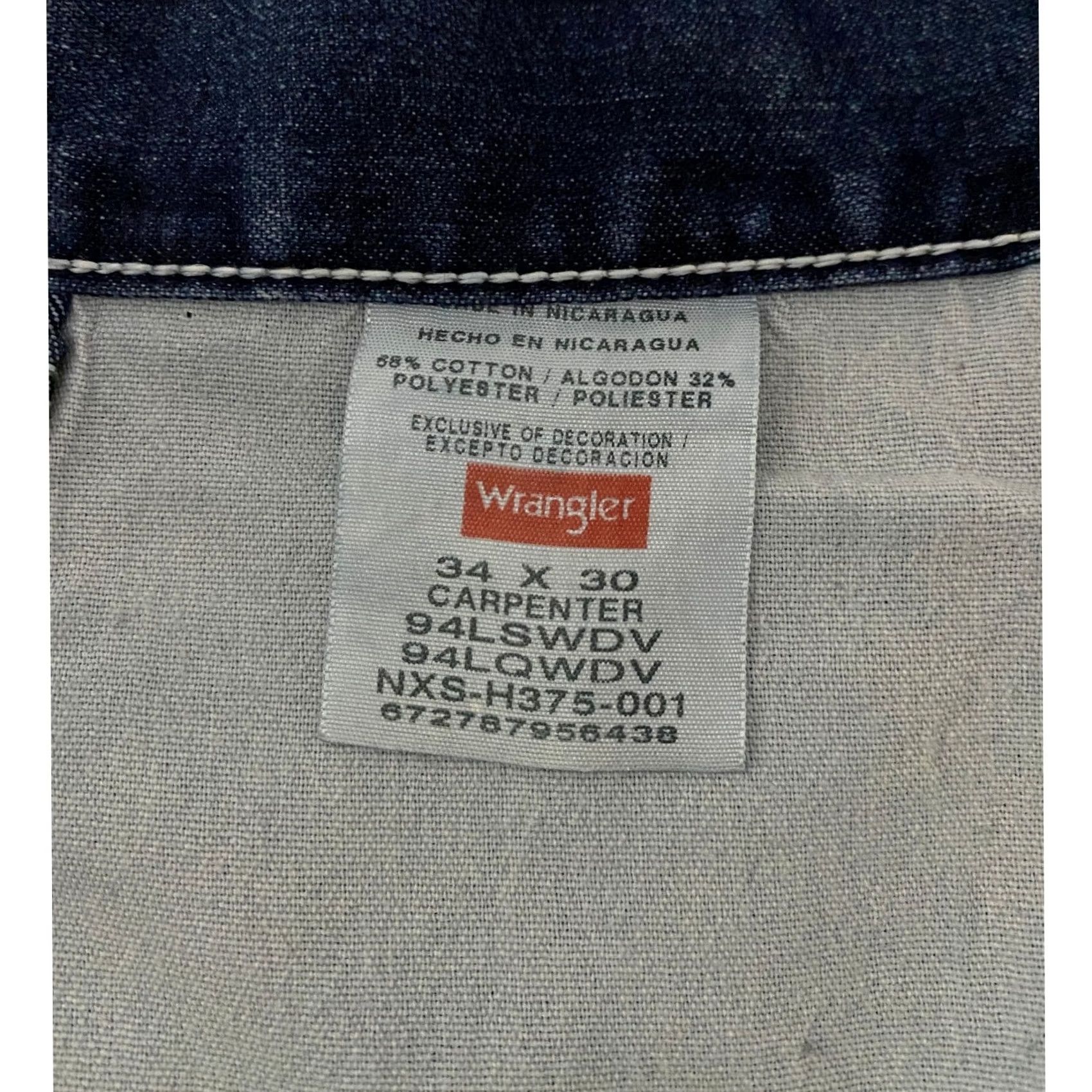 Wrangler Wrangler Jeans Carpenter 34x30 Blue Medium Wash Denim Relaxed Fit Utility Pockets Logo Men Regular Inseam 30 Cargo Pocket Workwear Size US 34 / EU 50 - 7 Thumbnail