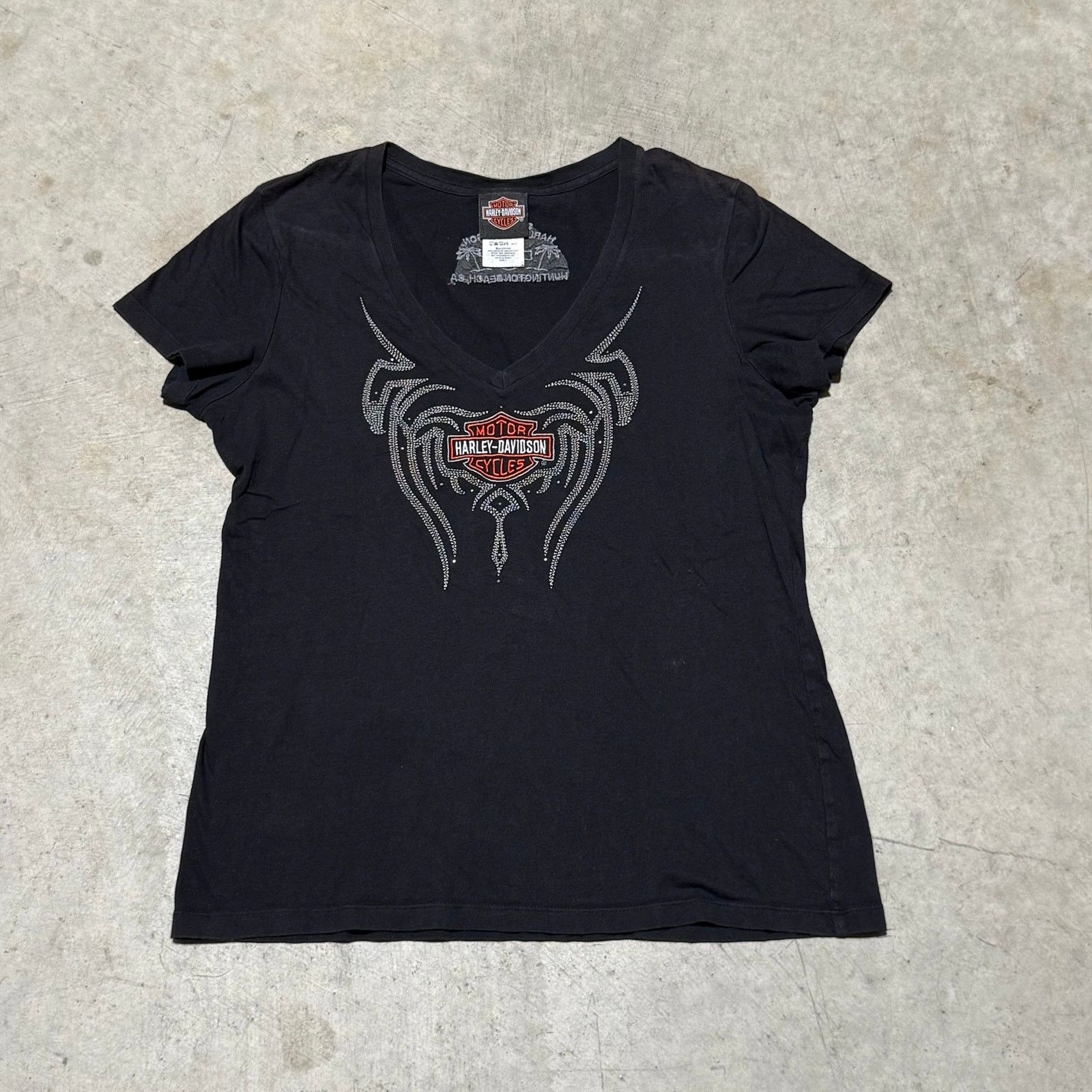 Harley Davidson Vintage woman’s Harley Tee Wings / Skulls Large Size L / US 10 / IT 46 - 1 Thumbnail