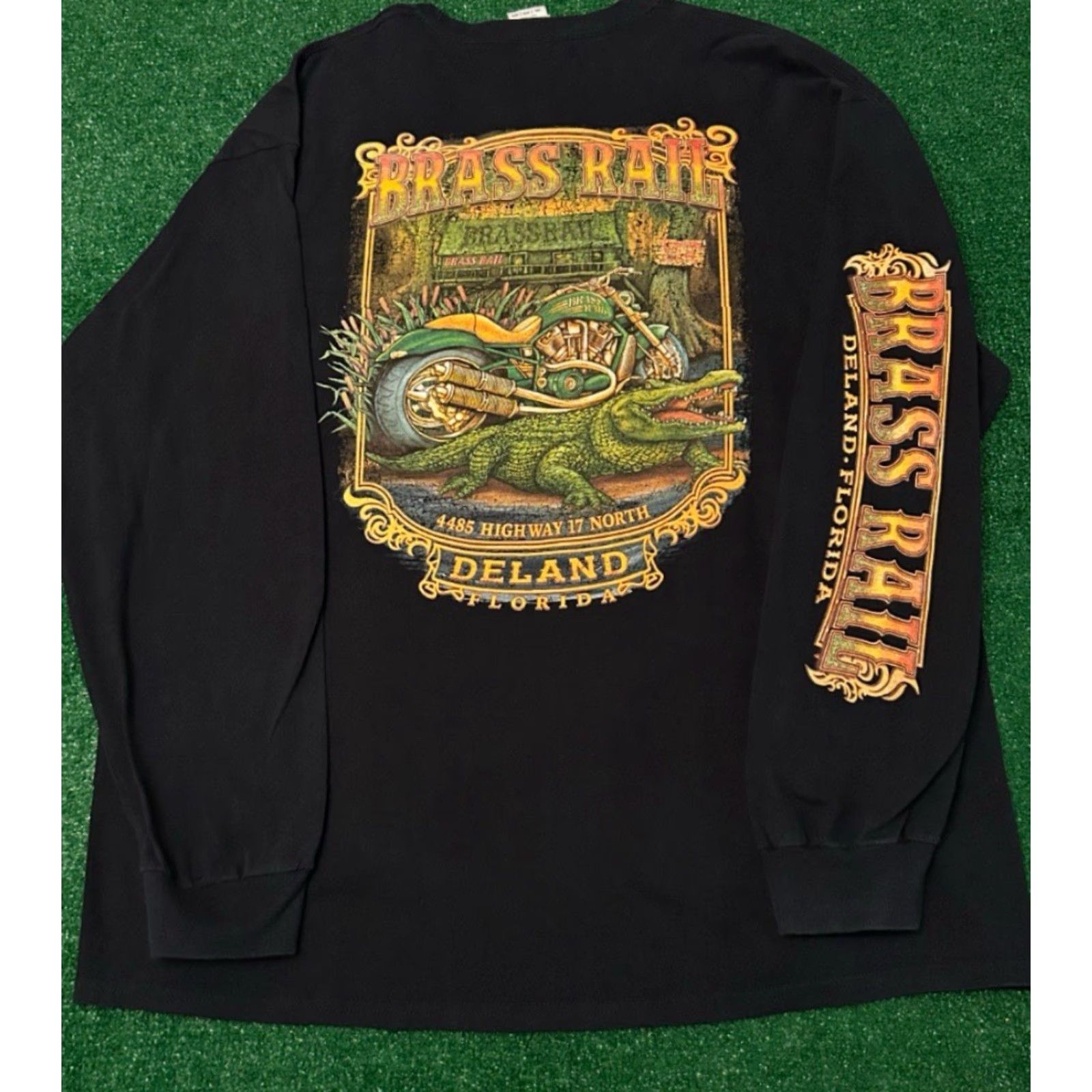 Vintage VINTAGE Y2K Brass Rail Saloon Biker Deland Florida Gator Long Sleeve Shirt 2XL Black Mens 90s Grunge Punk Rock Tattoo Skater Logo Spider Web Size US XXL / EU 58 / 5 - 4 Thumbnail
