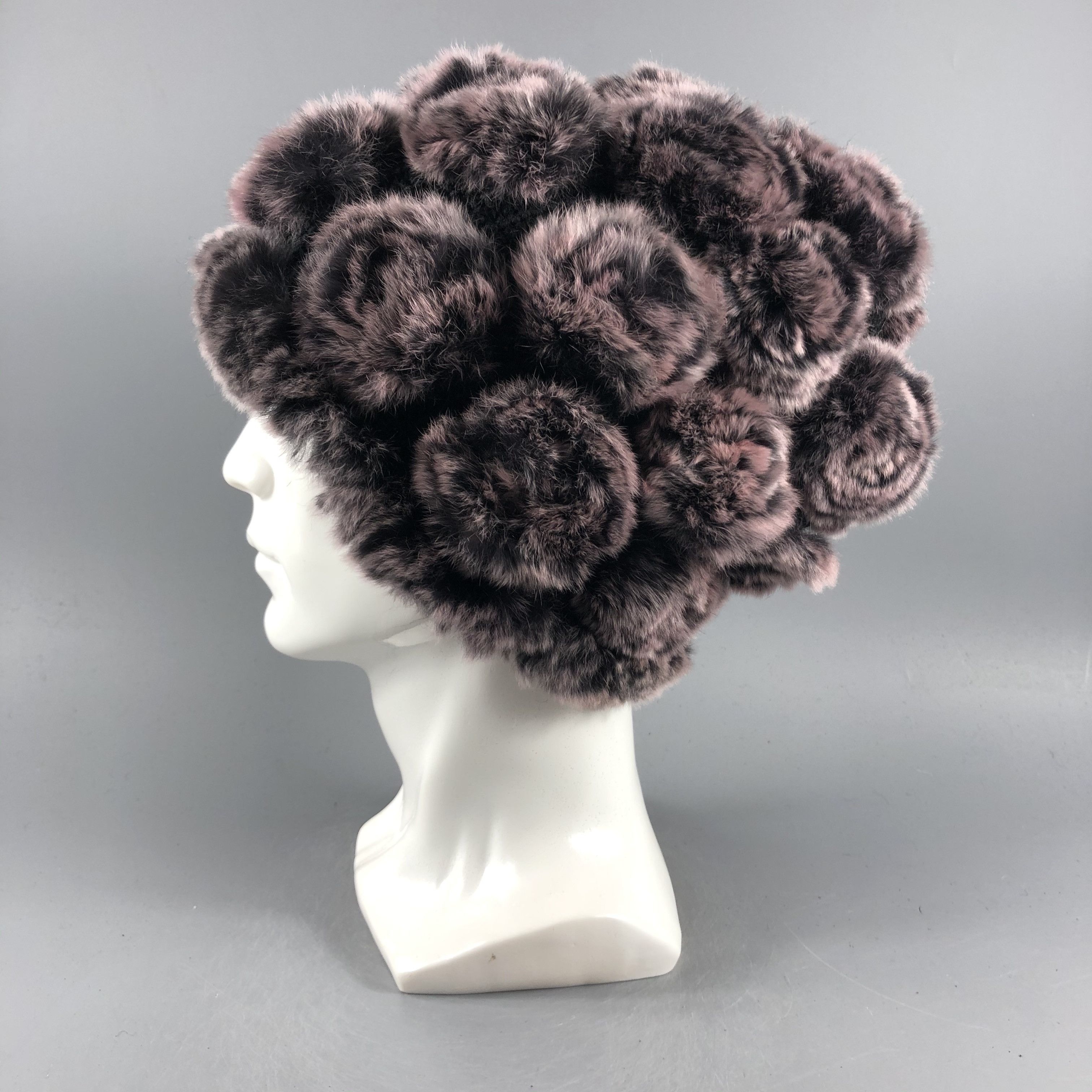 Japanese Brand × Vintage Womens Flower Faux Fur Beanie Snow Hat Snow Cap -D098 Size ONE SIZE - 1 Thumbnail