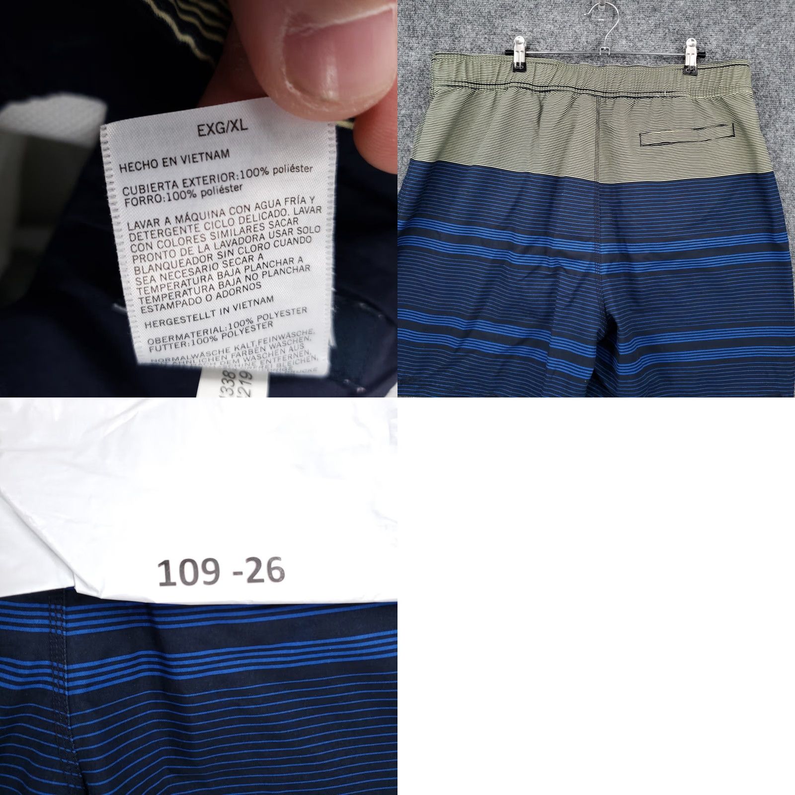 Nautica Nautica Swim Trunks Mens XL Blue Striped Surf Quick Dry Pockets 100% Polyester Bottom Men XL Blue Size US 36 / EU 52 - 8 Thumbnail
