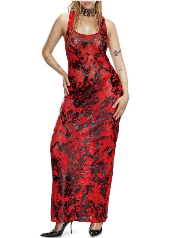 Diesel Diesel x Savage Fenty Rihanna Fishnet Sleep Slip Dress Red M Size M / US 6-8 / IT 42-44 - 2 Thumbnail
