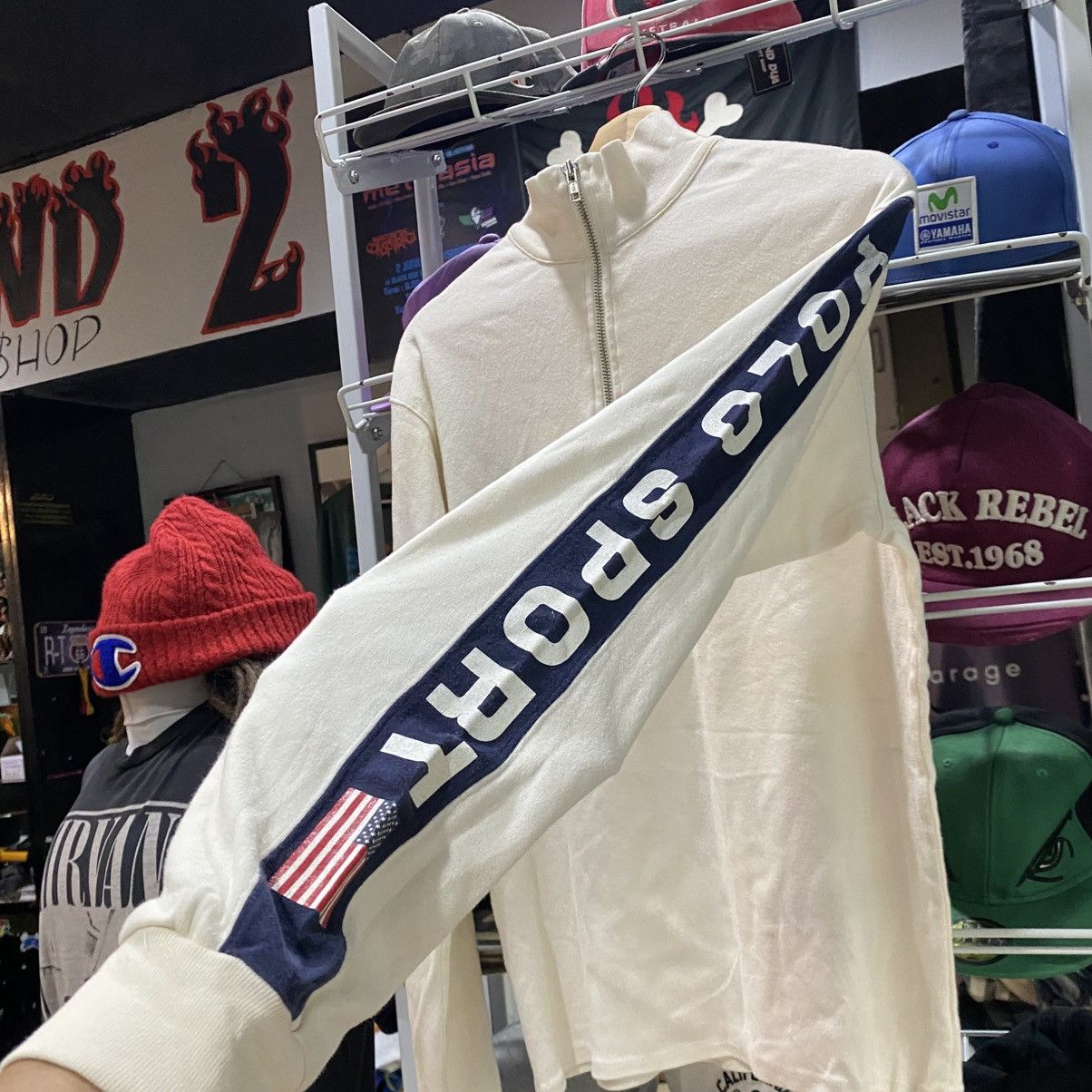 Polo Ralph Lauren × Ralph Lauren × Vintage VINTAGE POLO SPORT SIDE TAPE HALF ZIP SWEATER Size US S / EU 44-46 / 1 - 12 Thumbnail