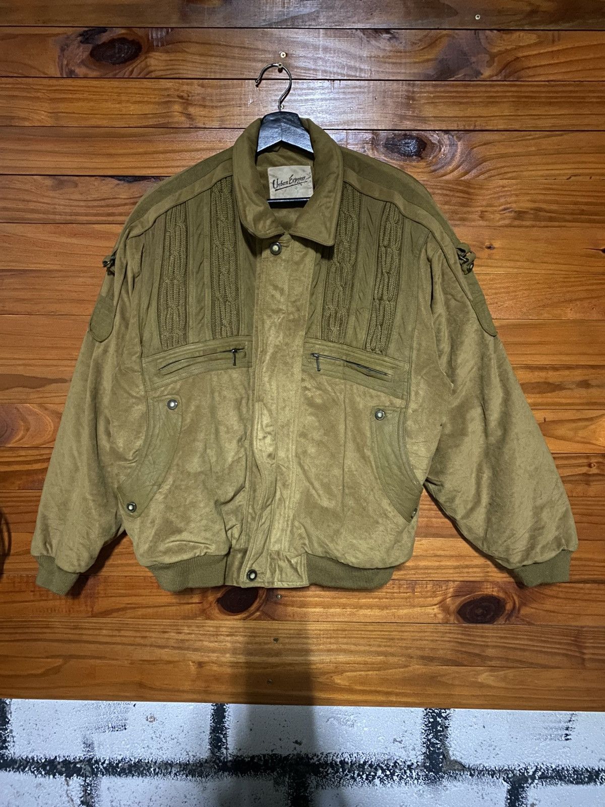 Japanese Brand Urban Express Vintage Olive Bomber Jacket Style Texture Size US M / EU 48-50 / 2 - 5 Thumbnail