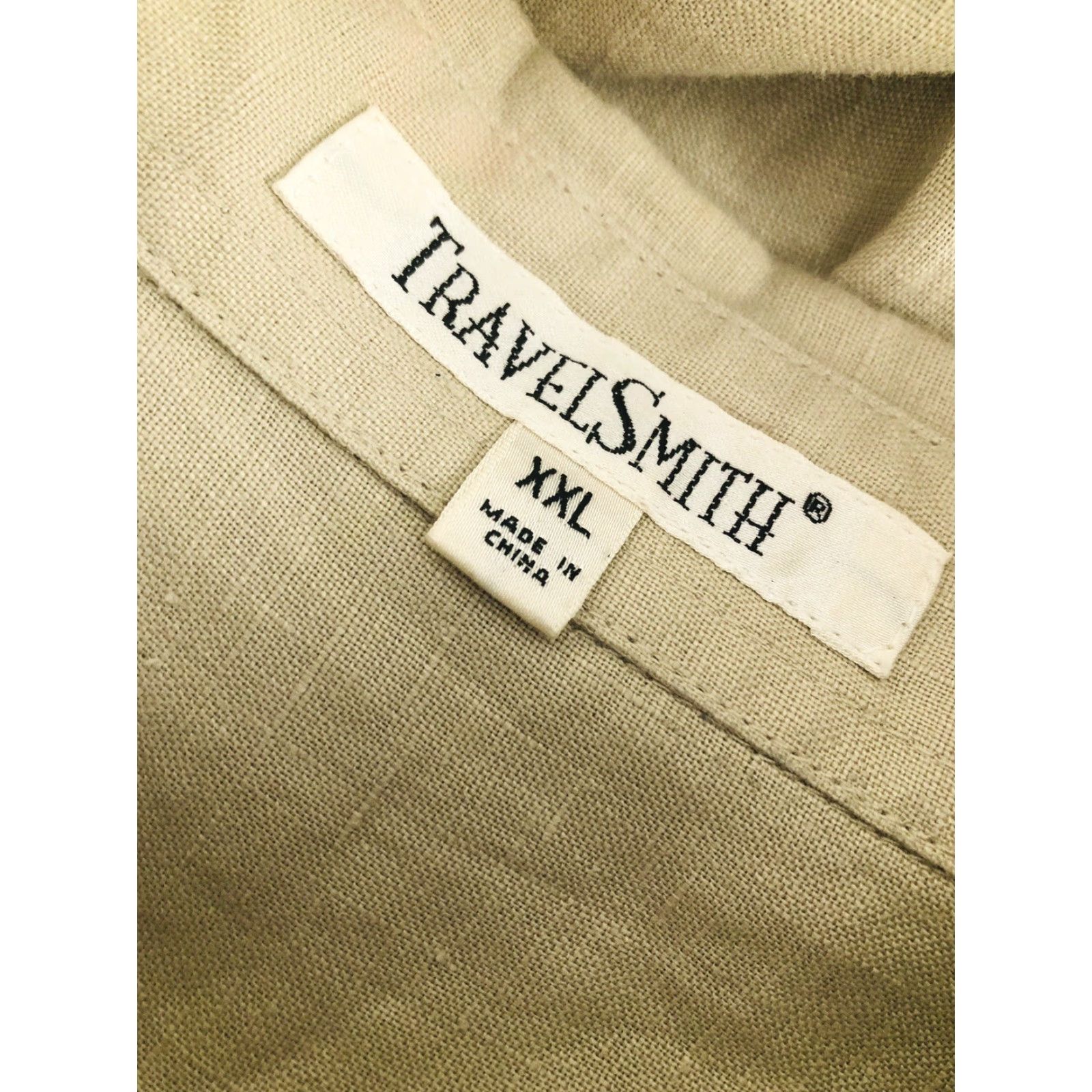 Vintage TRAVELSMITH Mens XXL Duster Safari 100% LINEN Field Hunting Shirt Button-Up Long Sleeve Tan Mens XL XL? Wait Size US XXL / EU 58 / 5 - 5 Thumbnail