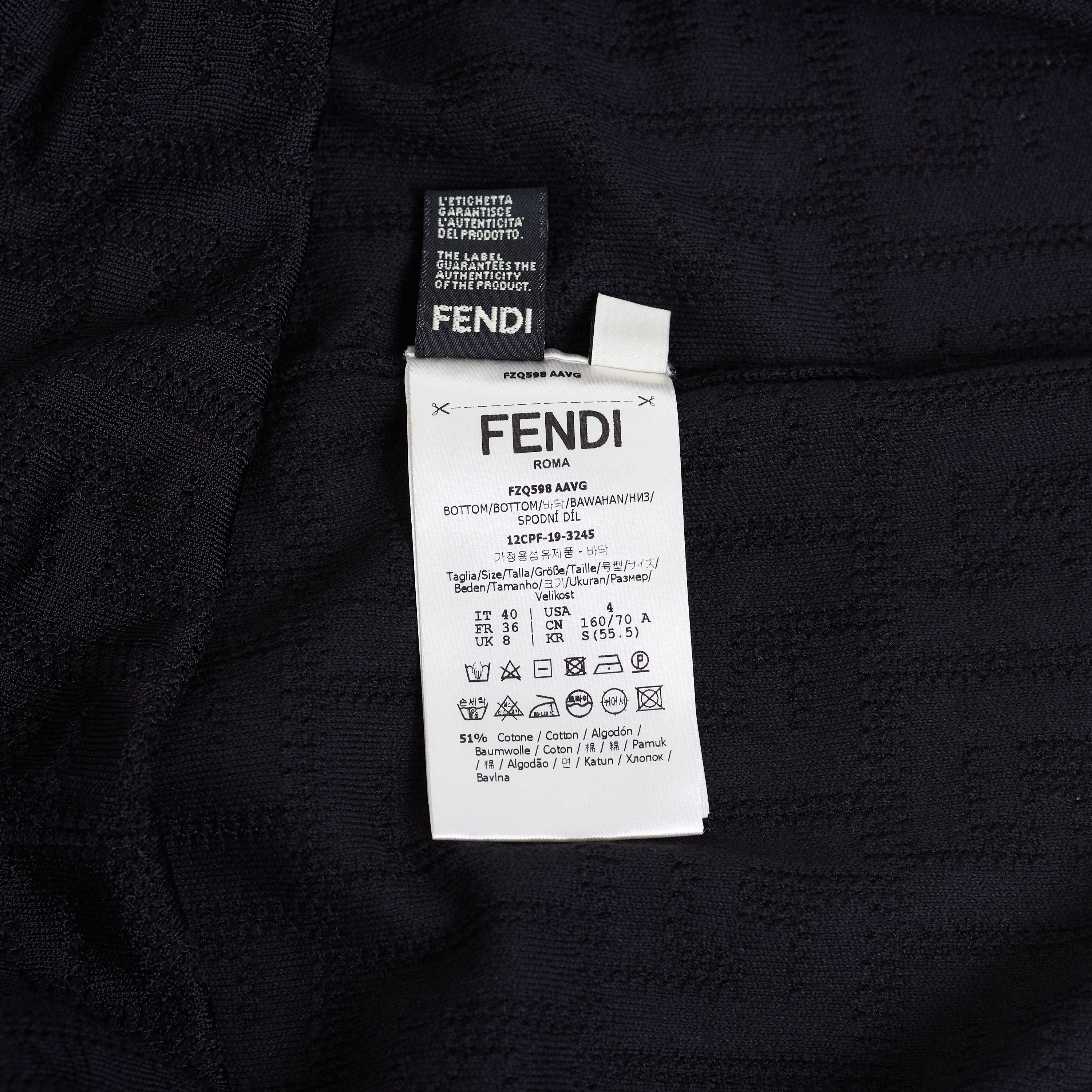 Fendi Black Midi Skirt With FF Motif Inlay Size XS / US 0-2 / IT 36-38 - 8 Thumbnail