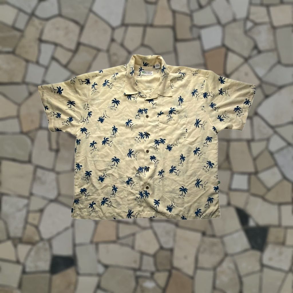 Vintage Mens Beige Hawaiian Shirt 3XL Rural Community Insurance Services Button-Up Short Sleeve Palm Tree Polyester Mens 3XL Beige Hawaiian Shirt - Like New Size US XXL / EU 58 / 5 - 1 Thumbnail