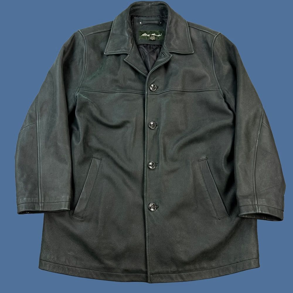 Eddie Bauer VINTAGE Eddie Bauer Jacket Mens Large Dark Gren Charcoal Leather Button Front Size US L / EU 52-54 / 3 - 1 Thumbnail