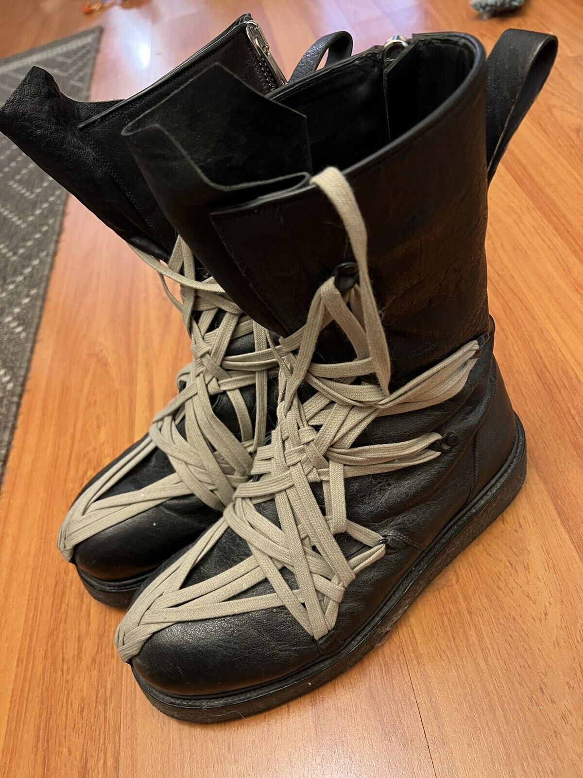 Rick Owens Rick Owens SS20 Tecuatl Mega Lace Bozo Army Boots | Grailed