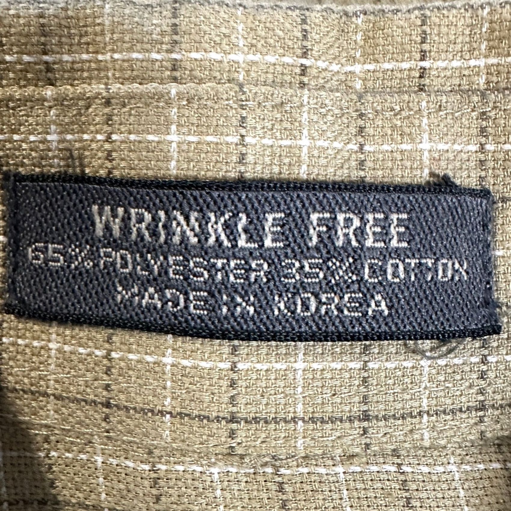 Van Heusen Van Heusen Shirt Dress Mens L 16-16.5 Tan Plaid Button Down Pocket Regular Shirt Size 42R - 5 Thumbnail