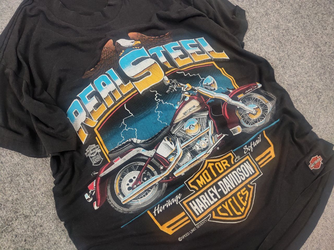 Harley Davidson 80's Harley-Davidson Real Steel Heritage Softail T-shirt Tee Size US M / EU 48-50 / 2 - 4 Thumbnail