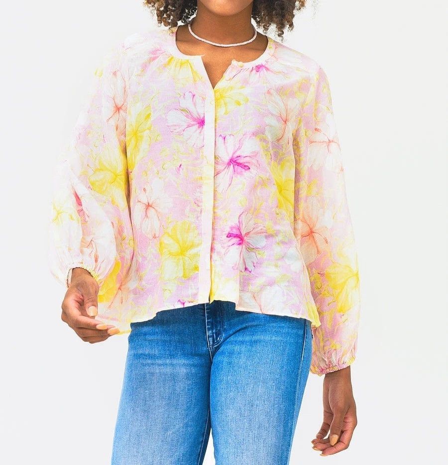 LoveShackFancy LoveShackFancy Blouse Floral Long Balloon Sleeve Button Up Size XS / US 0-2 / IT 36-38 - 3 Thumbnail