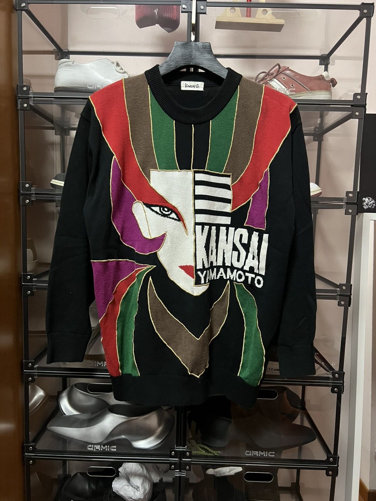Kansai Yamamoto Kansai Yamamoto 80s Face Sweater tribute to David Bowie Size US L / EU 52-54 / 3 - 1 Thumbnail