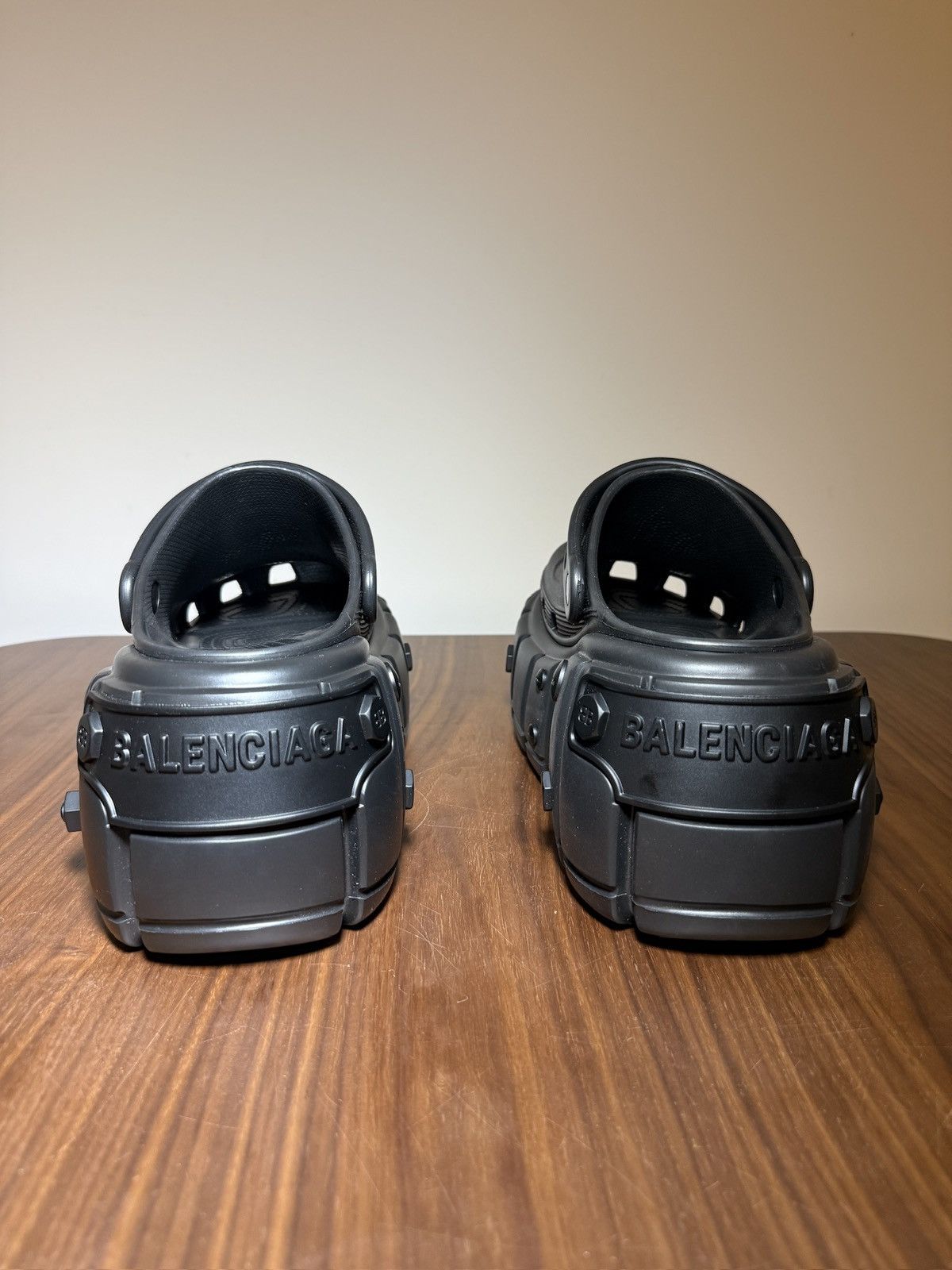 Balenciaga × Crocs Balenciaga Hardcrocs Black on Black Size US 11 / EU 44 - 18 Thumbnail